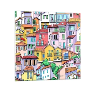 Quadro em vidro - Cidade divertida - 50x50 cm