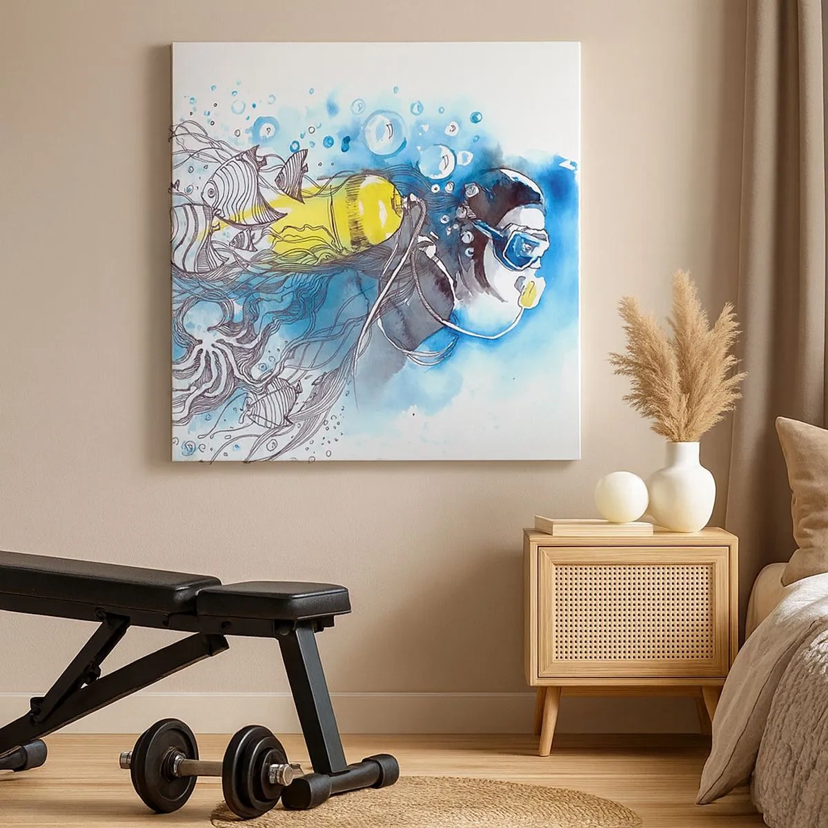 Quadro em tela - Azul Infinito - 30x30 cm