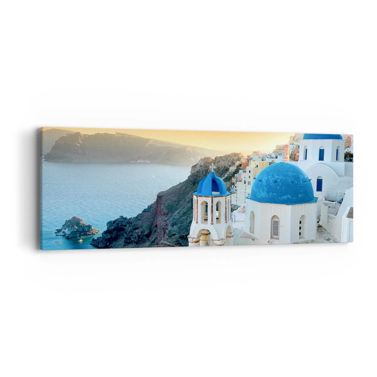 Quadro em tela - Santorini - abraçada às rochas - 90x30 cm