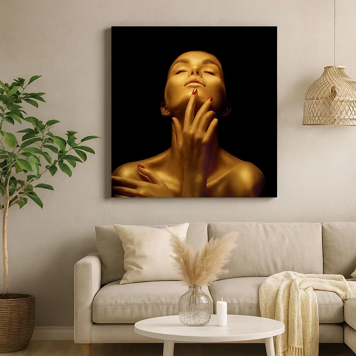 Quadro em tela - Como seda dourada - 30x30 cm