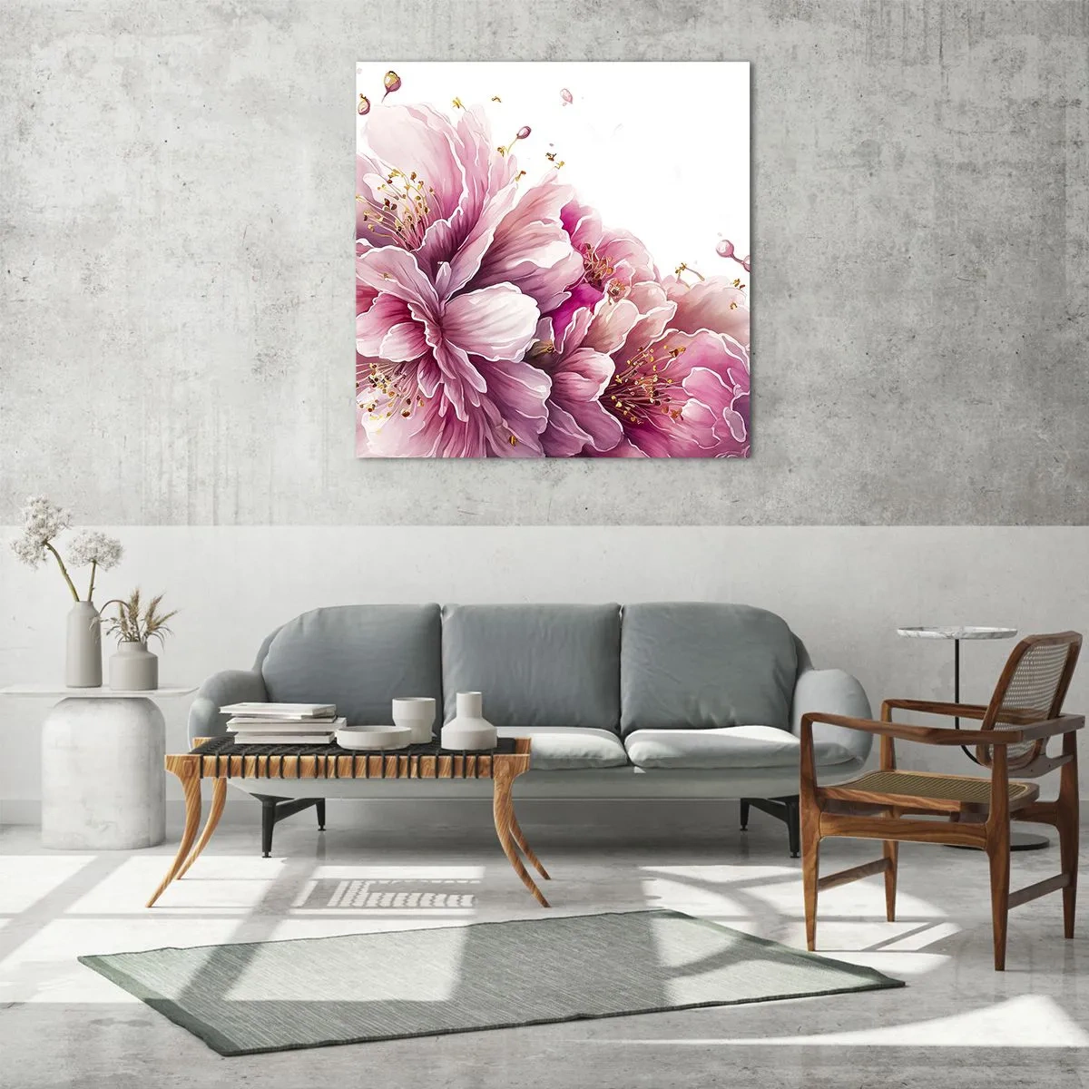 Quadro em vidro - Flor de cerejeira - 30x30 cm