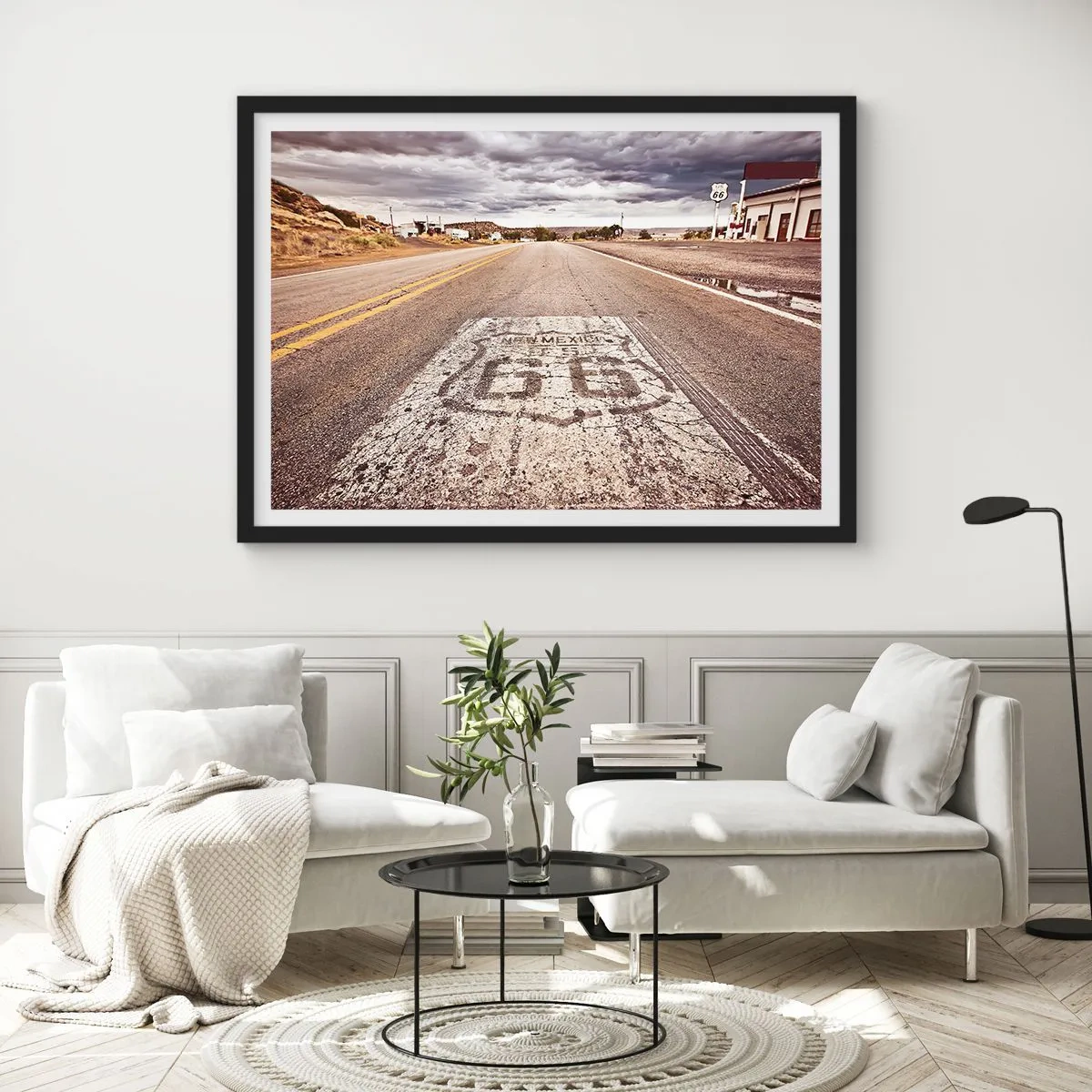 Pôster com moldura preta - Mother Road - uma lenda americana - 50x40 cm