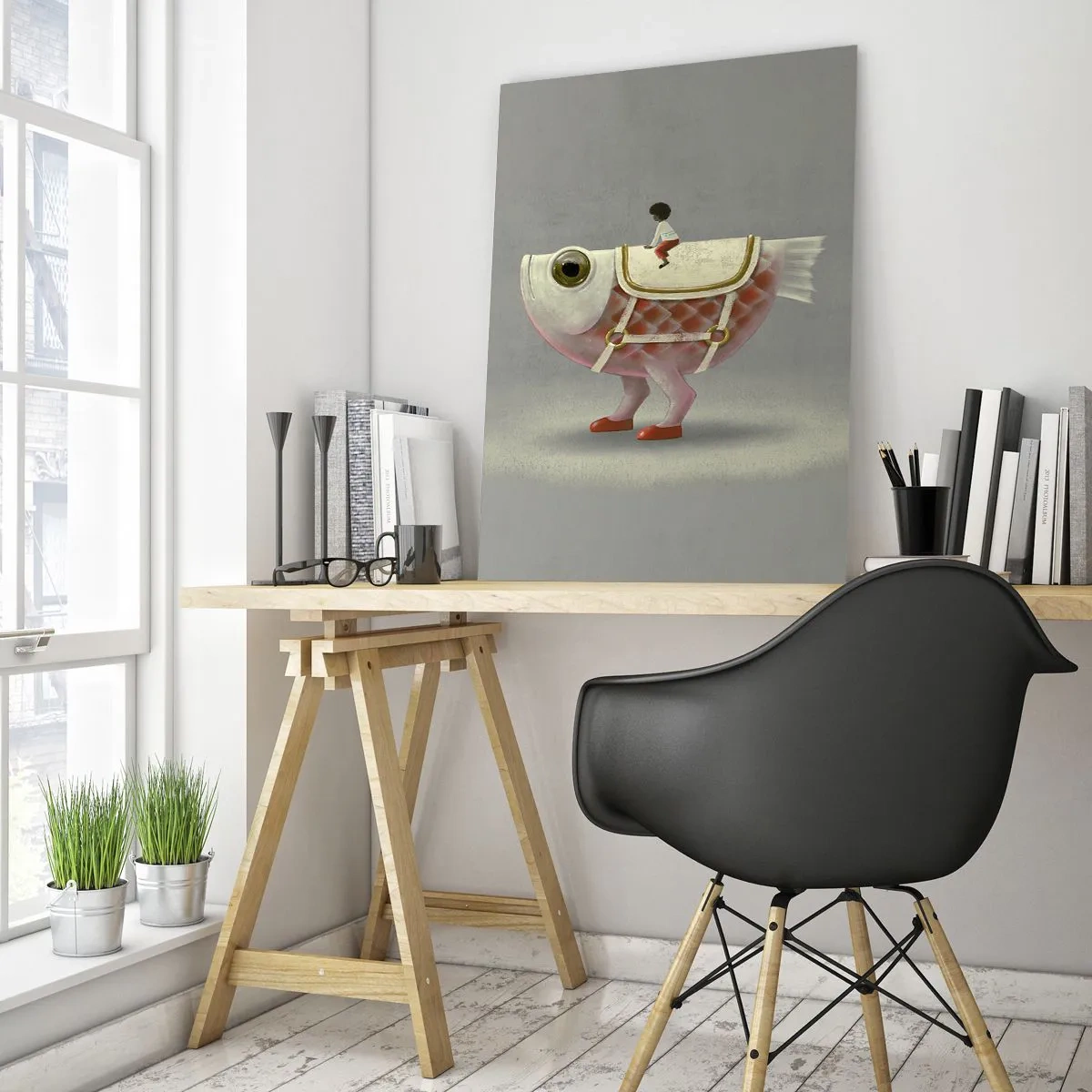 Quadro em vidro - O cavaleiro Peixoso - 50x70 cm