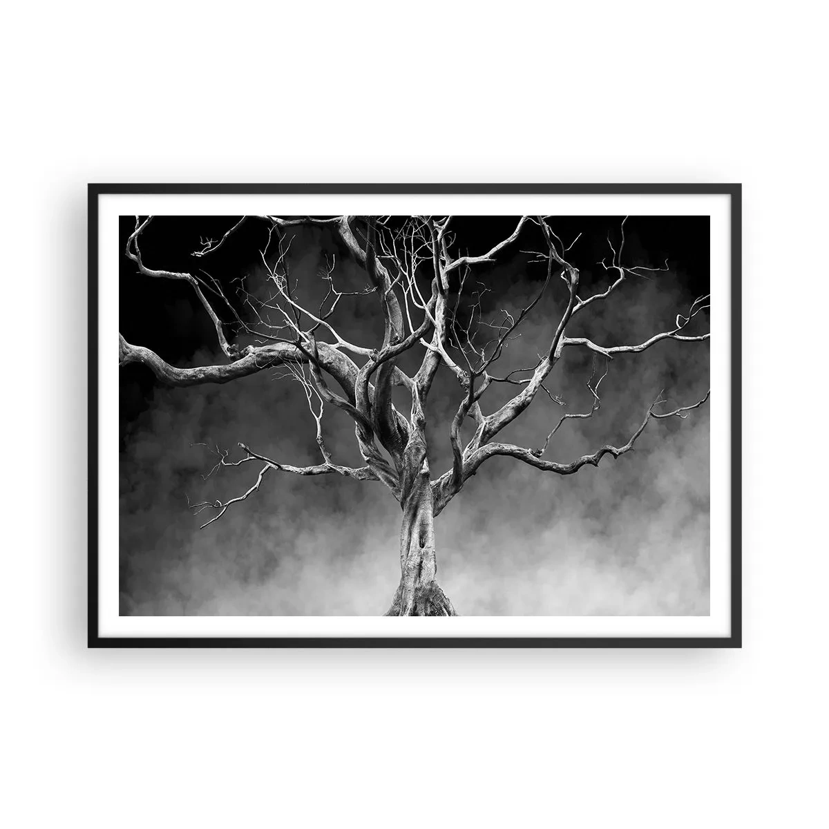 Pôster com moldura preta - Primitivo e sagrado - 100x70 cm