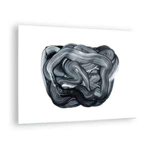 Quadro em vidro - Abstração de pincelada em preto e branco - 70x50cm - Não é assim tão simples - Decoração de parede moderna para a sala de estar e quarto ARTTOR