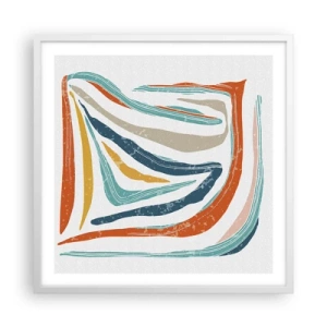 Pôster em moldura branca - Abstração com um sorriso amigável - 60x60 cm
