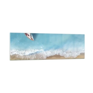 Quadro em vidro - No limite do azul e do ouro - 160x50 cm
