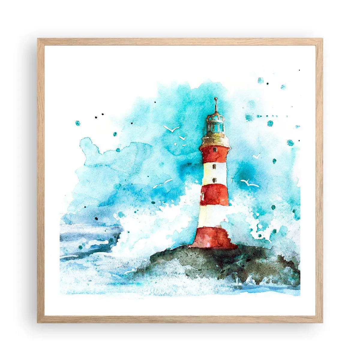 Pôster com moldura de carvalho claro - Unidade dos elementos da natureza - 60x60 cm