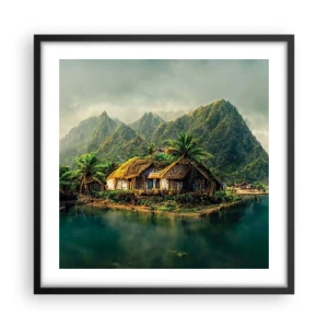 Pôster com moldura preta - Paraíso Tropical - 50x50 cm