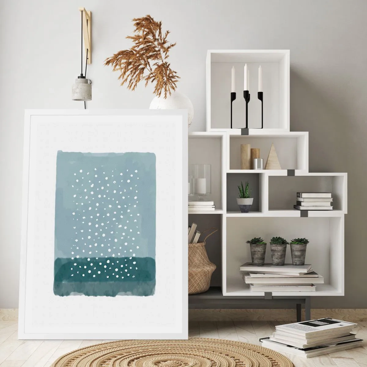 Pôster em moldura branca - Cultivado em azul - 30x40 cm