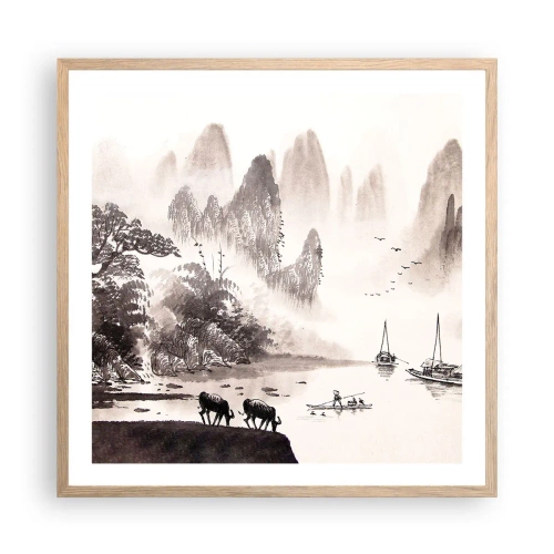 Pôster com moldura de carvalho claro - O cotidiano exótico do Oriente - 60x60 cm
