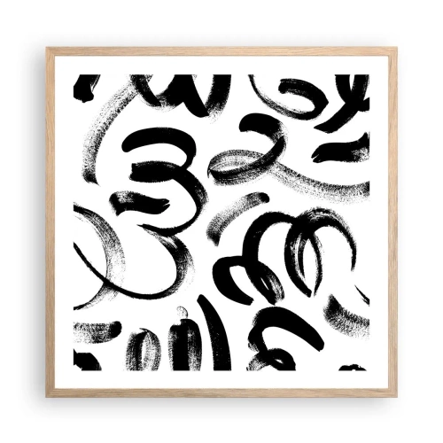 Pôster com moldura de carvalho claro - Preto sobre branco - 60x60 cm