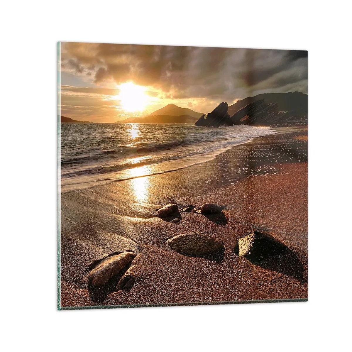 Quadro em vidro - Siga o sol em direção às colinas - 30x30 cm