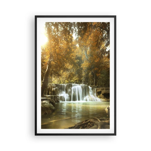 Pôster com moldura preta - A cascata do parque - 61x91 cm