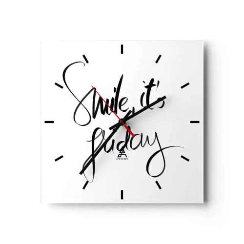 Relógio de parede - Relógio em vidro - Verdadeira alegria - 30x30 cm