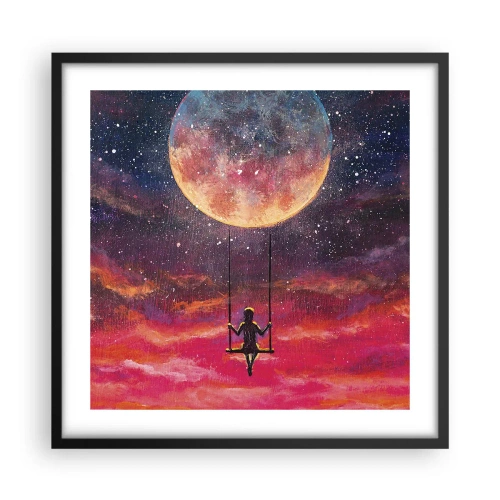 Pôster com moldura preta - Balanço nas nuvens - 50x50 cm