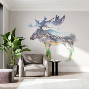 Papel de Parede Autocolante Deluxe Sticker - O herói do conto de inverno - Abstração, alce, Montanhas - 200x140 cm