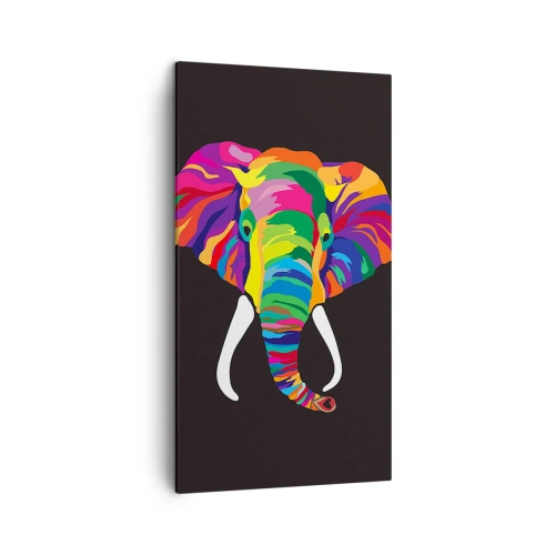 Quadro em tela - O elefante que adorava banhar-se no arco-íris - 45x80 cm