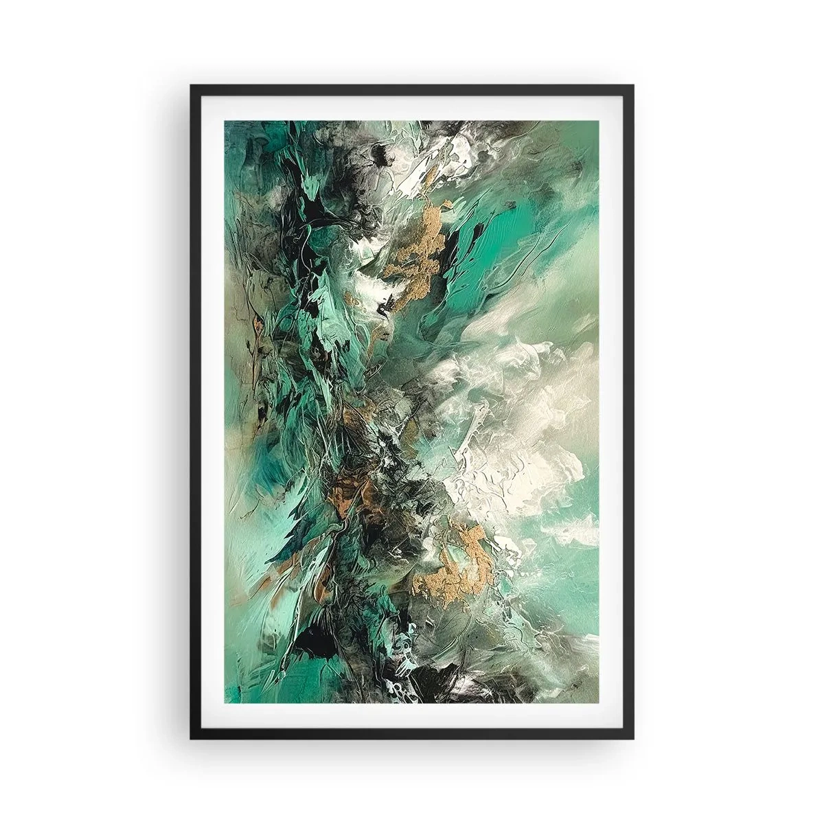 Pôster com moldura preta - Surf esmeralda e preto - 61x91 cm