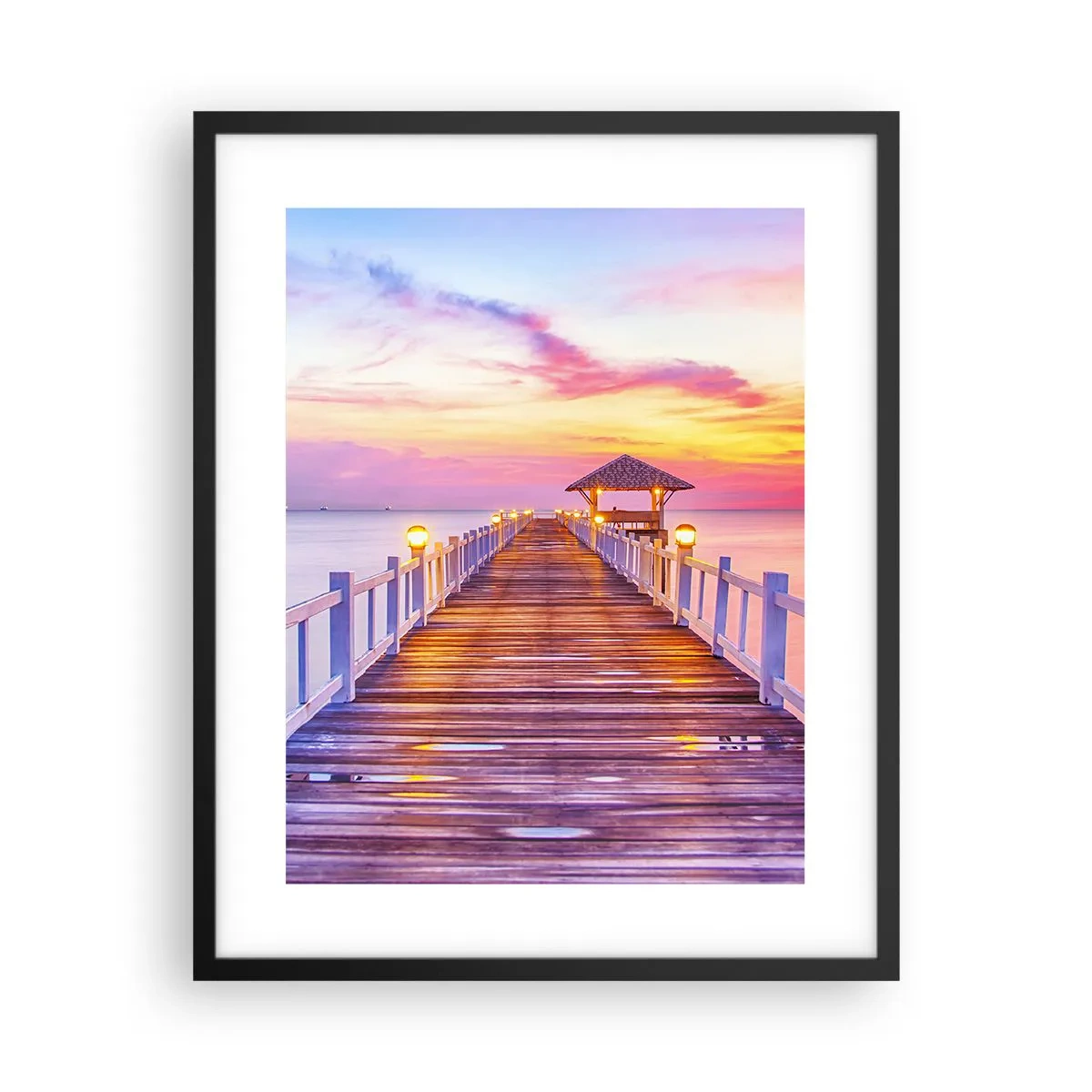 Pôster com moldura preta - O silêncio lilás-dourado da noite - 40x50 cm