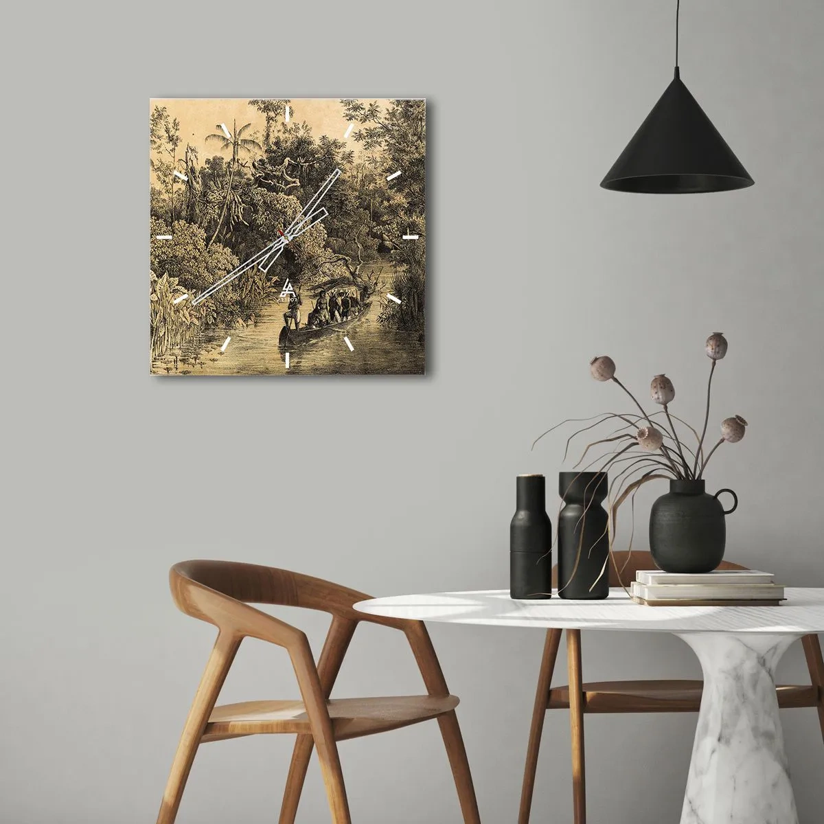 Relógio de parede - Relógio em vidro - Viagem à fonte - 40x40 cm