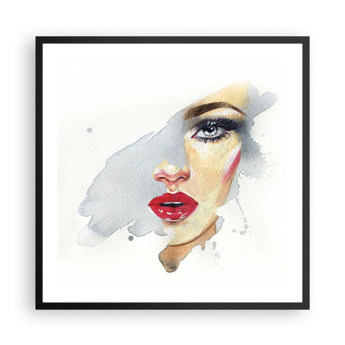 Pôster com moldura preta - Reflexão numa gota de água - 60x60 cm