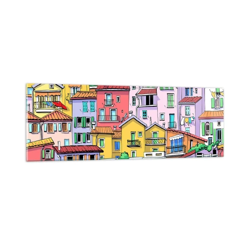 Quadro em vidro - Cidade divertida - 90x30 cm