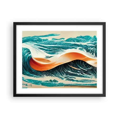 Pôster com moldura preta - O sonho de um surfista - 50x40 cm