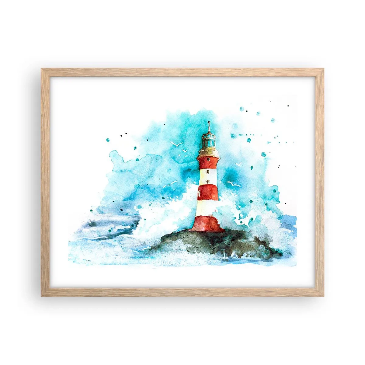 Pôster com moldura de carvalho claro - Unidade dos elementos da natureza - 50x40 cm