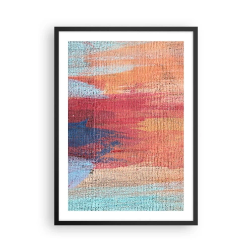 Pôster com moldura preta - Pinceladas abstratas em tons quentes e frios - 50x70cm - Flutuar pelo arco-íris - Decoração de parede moderna para a sala de estar e quarto ARTTOR