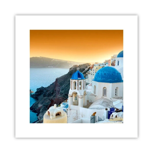 Pôster - Santorini - abraçada às rochas - 30x30 cm