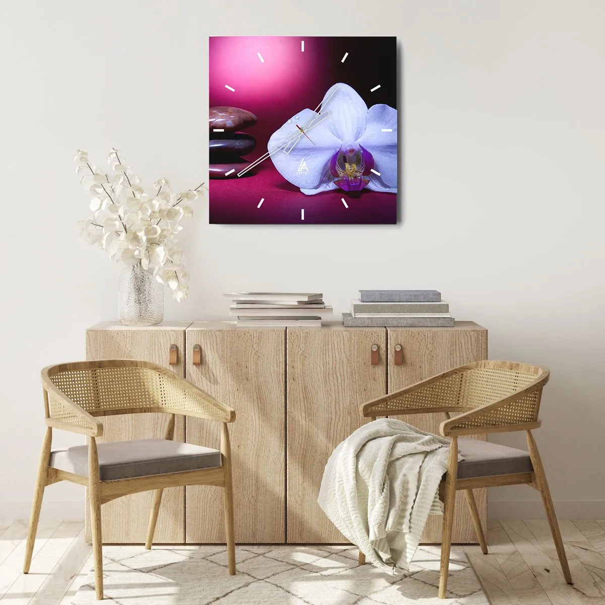 Relógio de parede - Relógio em vidro - O estudo do frescor em roxo - 40x40 cm