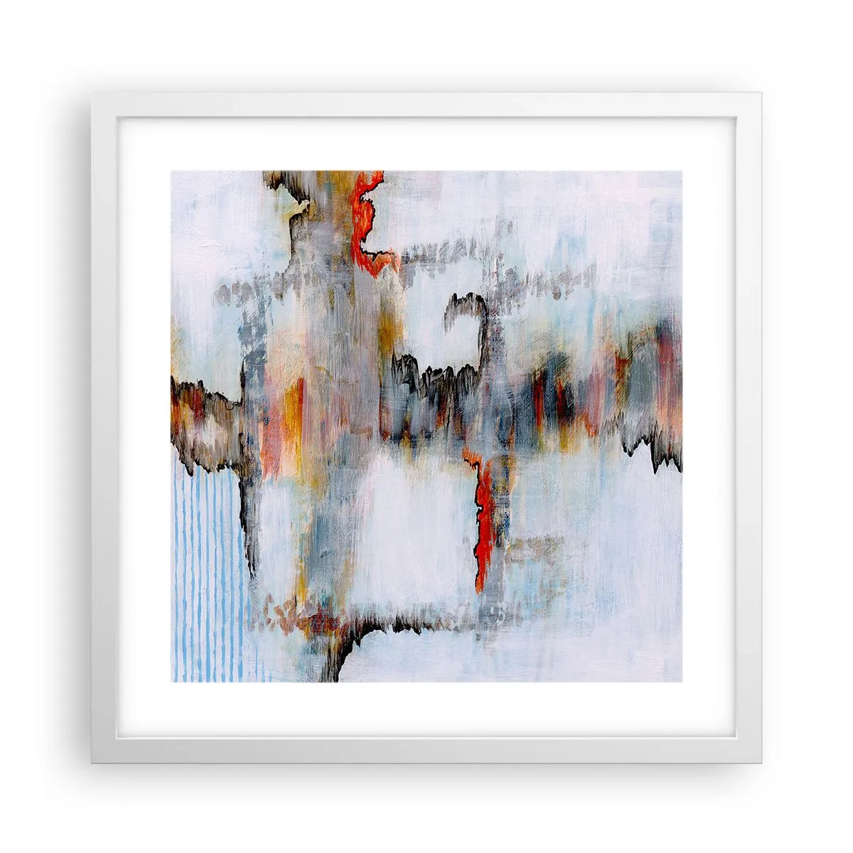 Pôster em moldura branca - Com um palito na água - 40x40 cm
