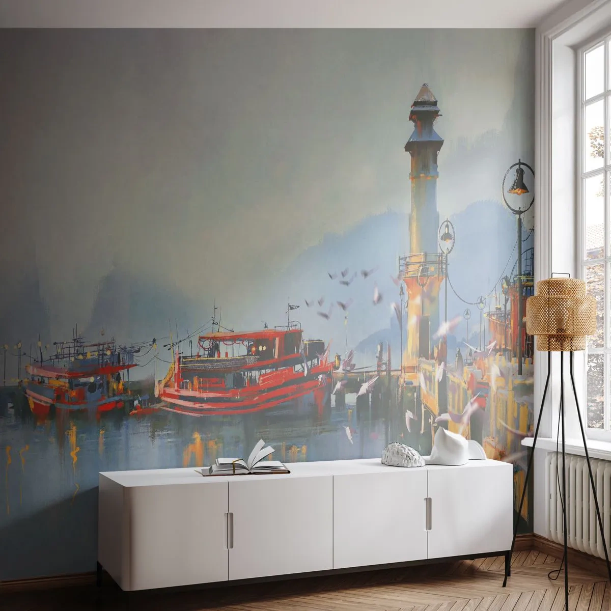 Papel de Parede Premium Sand - No fim do mundo - Paisagem, Porto, Farol - 150x105 cm
