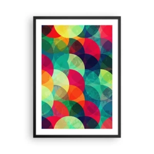 Pôster com moldura preta - Círculos abstratos e coloridos sobrepostos - 50x70cm - Ascensão às cores - Decoração de parede moderna para a sala de estar e quarto ARTTOR
