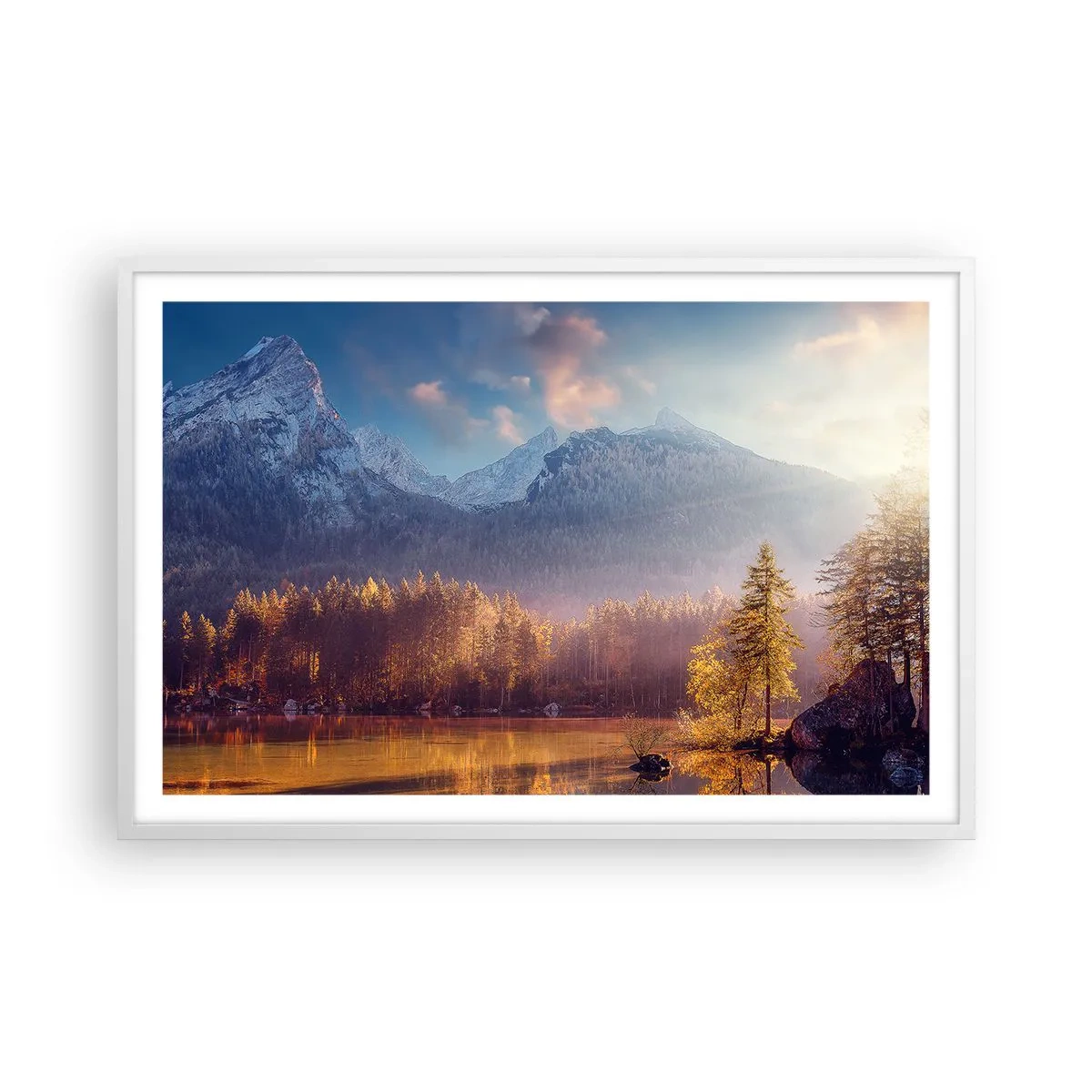 Pôster em moldura branca - Nas montanhas e vales - 91x61 cm