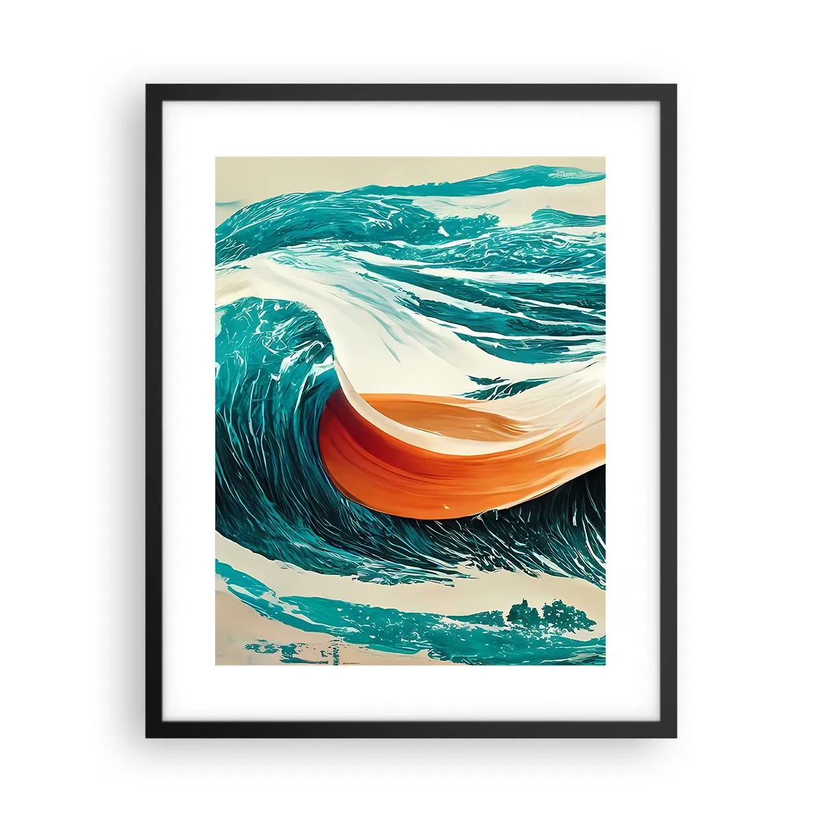 Pôster com moldura preta - O sonho de um surfista - 40x50 cm