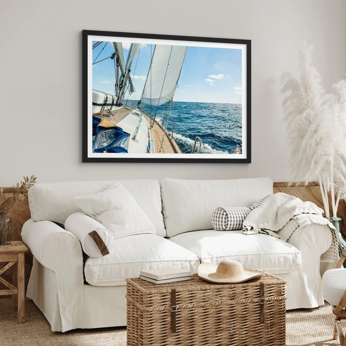Pôster com moldura preta - Ahoy, aventura - 100x70 cm