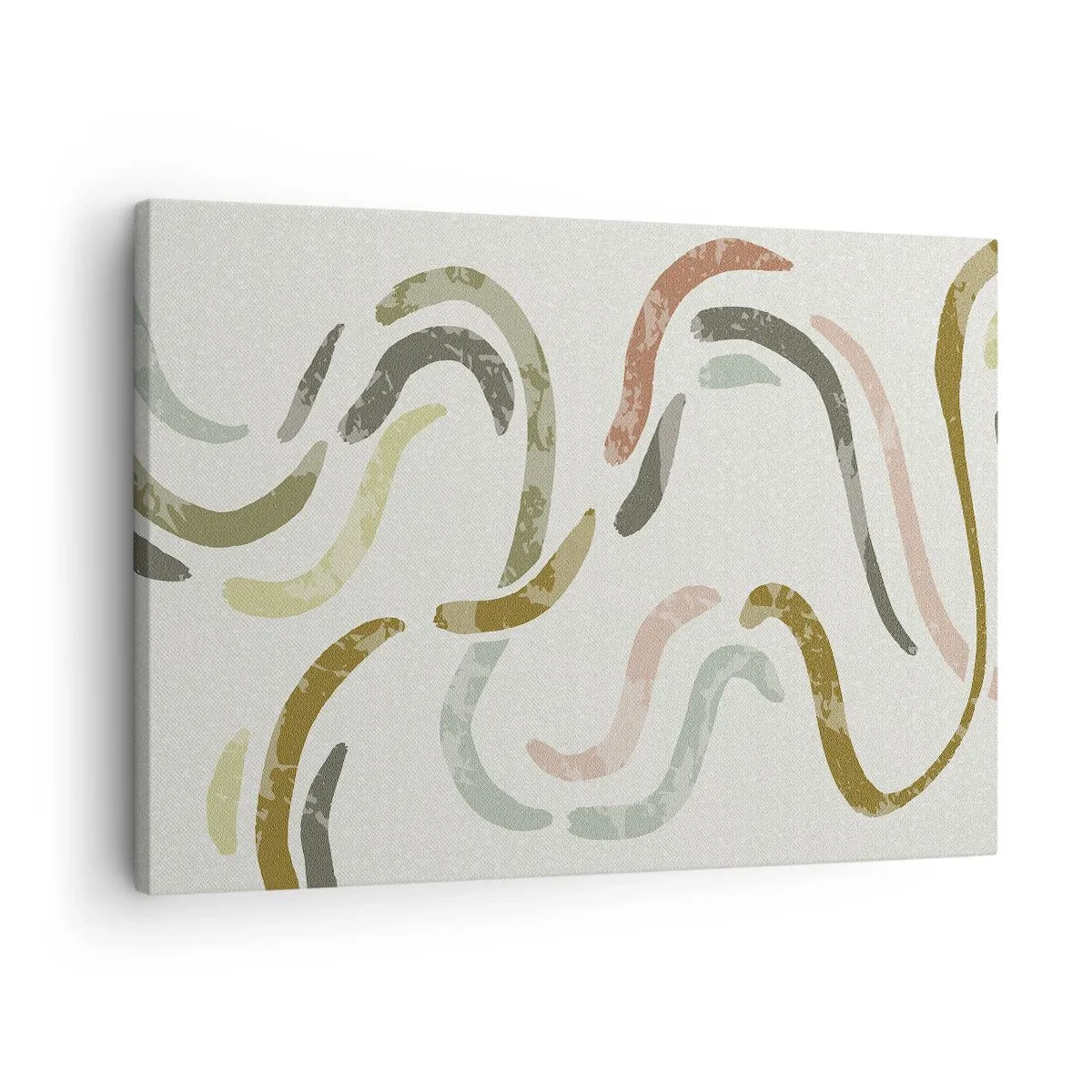 Quadro em tela - Arcos abstratos em cores pastel - 70x50cm - Uma alegre dança de abstração - Decoração de parede moderna para a sala de estar e quarto ARTTOR
