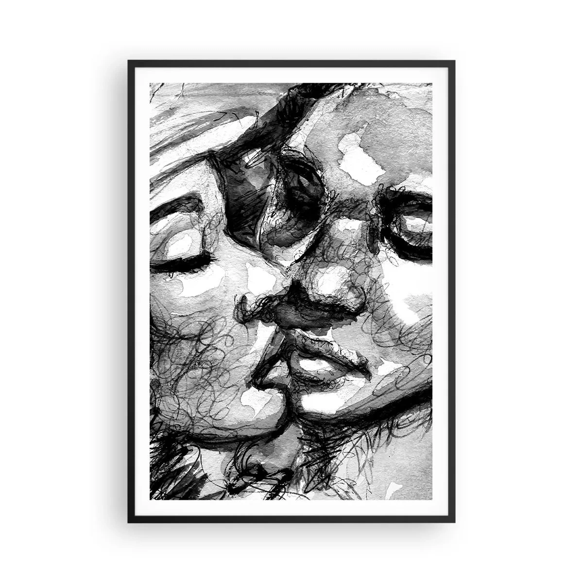 Pôster com moldura preta - Um momento de ternura - 70x100 cm