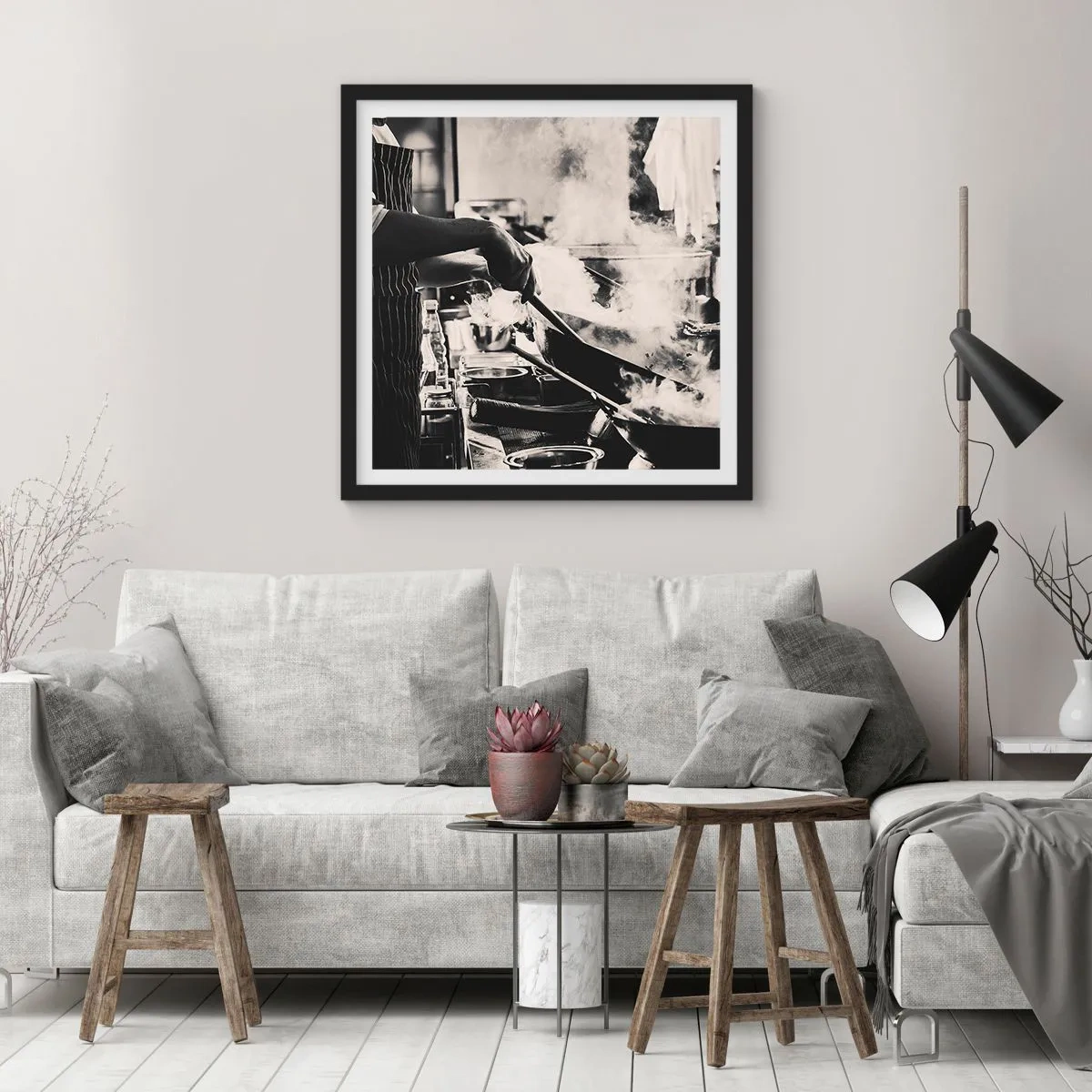 Pôster com moldura preta - Alquimia de sabores - 30x30 cm