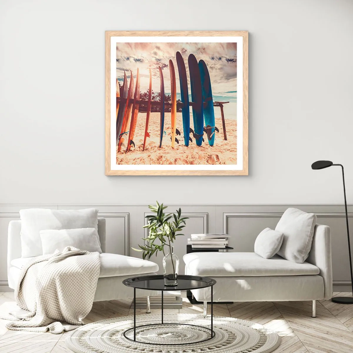 Pôster com moldura de carvalho claro - Boa noite, até amanhã - 60x60 cm