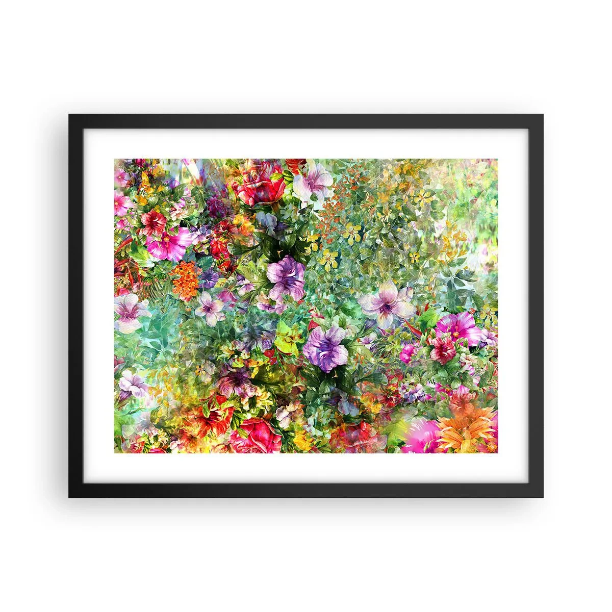 Pôster com moldura preta - Nas flores para a perdição - 50x40 cm