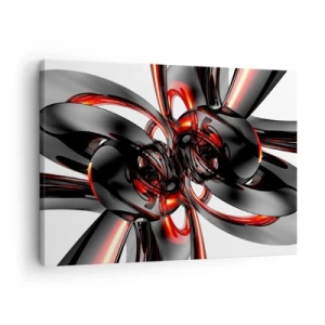 Quadro em tela - Gráficos 3D abstratos com elementos pretos e vermelhos - 70x50cm - Movimento em grafite e vermelho - Decoração de parede moderna para a sala de estar e quarto ARTTOR