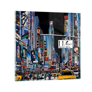 Quadro em vidro - Grande Noite em Cartoon - 40x40 cm