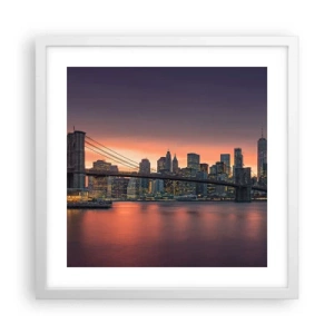 Pôster em moldura branca - Imersa no silêncio lilás - 40x40 cm