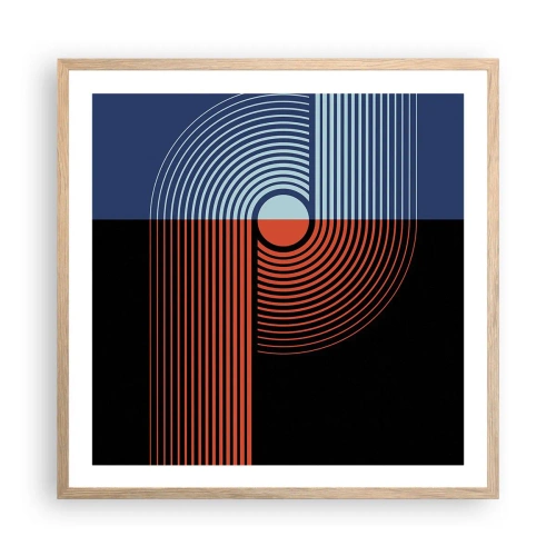 Pôster com moldura de carvalho claro - Num abraço geométrico - 60x60 cm