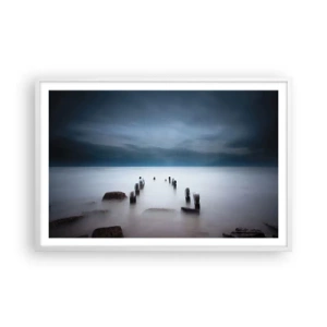 Pôster em moldura branca - Lago pensativo - 91x61 cm