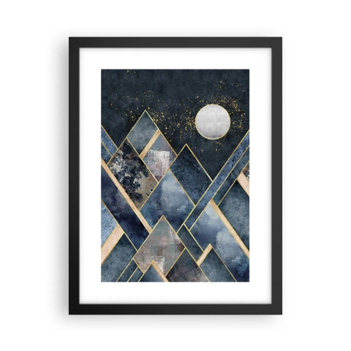 Pôster com moldura preta - Paisagem geométrica - 30x40 cm