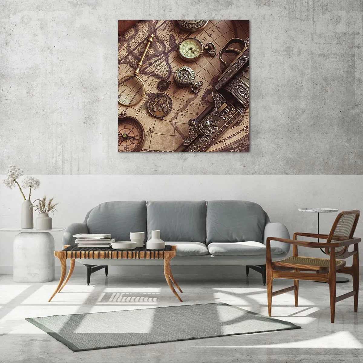 Quadro em vidro - A aventura nos chama - 40x40 cm